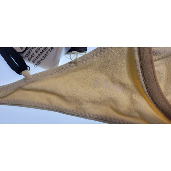 SAME LOS ANGELES BIKINY TOP XLarge WOMENS Beige/Black UNDERWIRE Faux Suede  SWIM - Picture 8 of 10